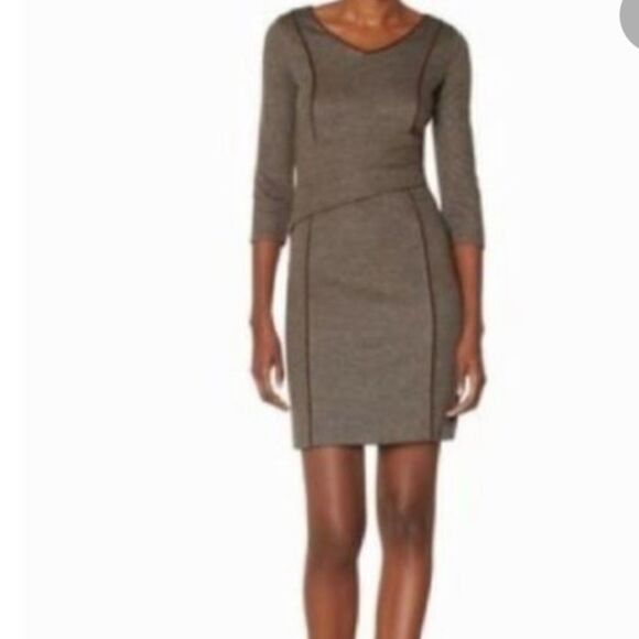 The Limited Wms Sz Sm Brown Herringbone Piped Sheath Lined Fitted Dress - Picture 1 of 8